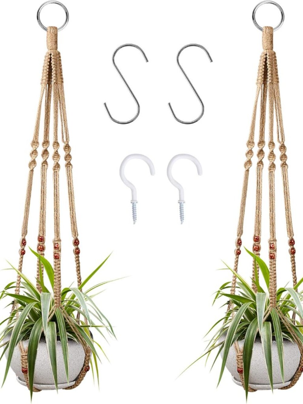 2 Pcs Plant Hangers Hanging Plant Holder for Indoor Outdoor Decor Macrame Hangin